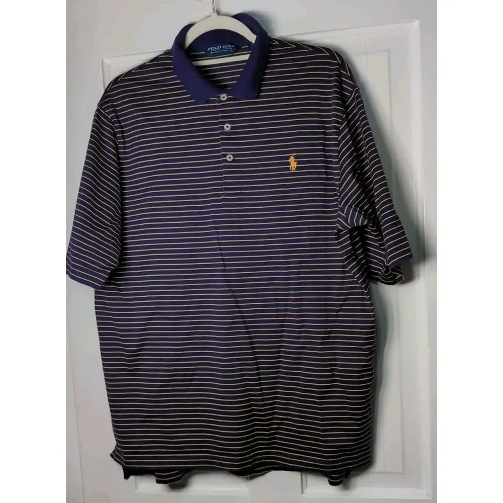 Polo Golf Ralph Lauren Men's L Pima Cotton Polo Shirt Pony Purple Yellow (876)